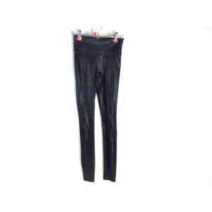 Spanx Leggings XS Black Faux Leather Fabric Shaping High Waisted Power Waistband